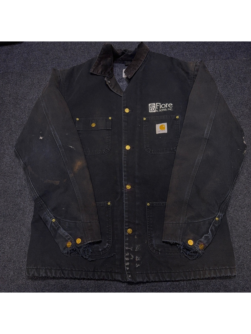 Carhartt Men's Utility Jacket Tall Black Workwear Distressed